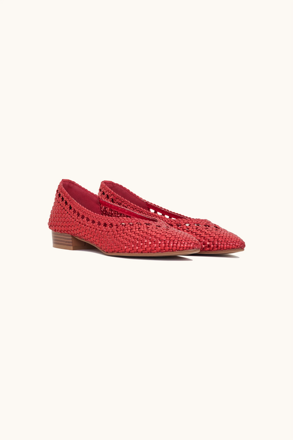 Stephan Ballerines Tressées Rouge