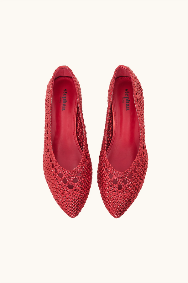 Stephan Ballerines Tressées Rouge