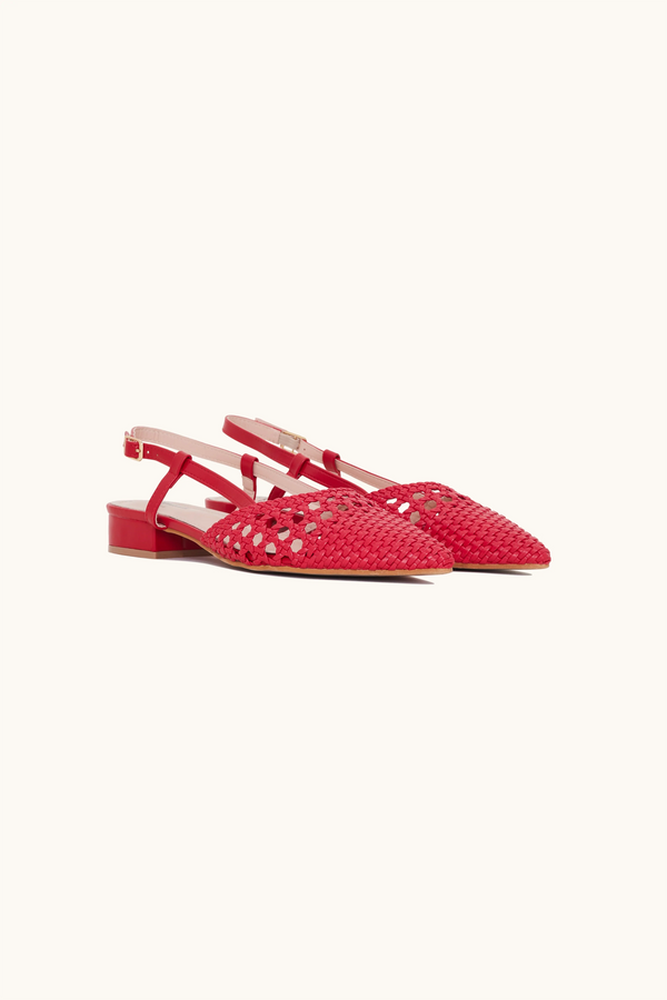 Stephan Ballerines Tressées Slingback Rouge