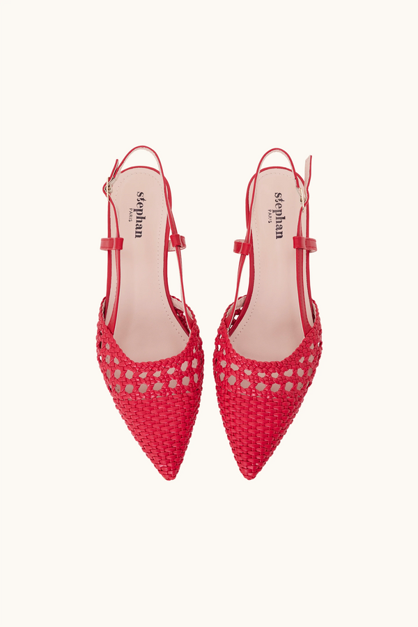 Stephan Ballerines Tressées Slingback Rouge