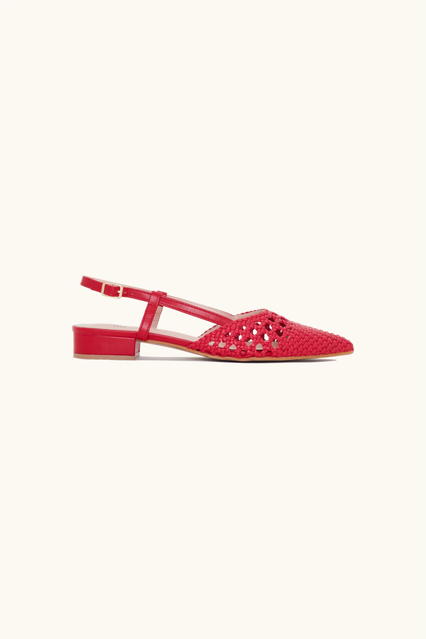 stephan Ballerines tressées slingback rouge