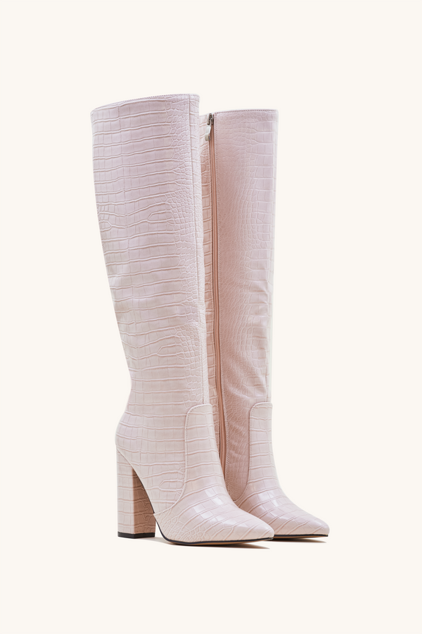 Stephan Bottes à Effet Croco Beige