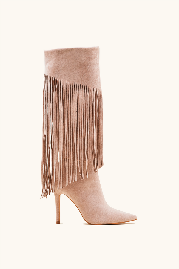 stephan Bottes à franges beige