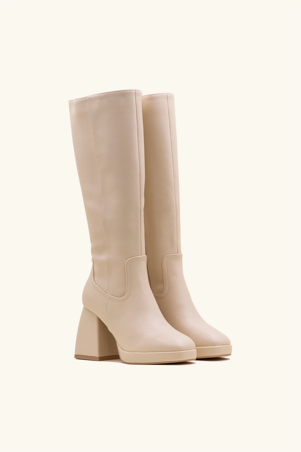 Stephan Bottes à Talons Blocs Beige