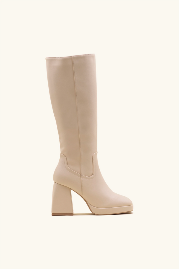 stephan Bottes à talons blocs beige