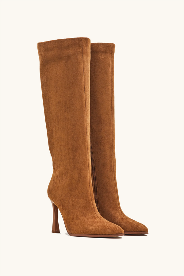 Stephan Bottes En Suédine à Talons Camel