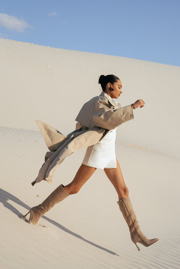 Stephan Bottes En Suédine à Talons Khaki
