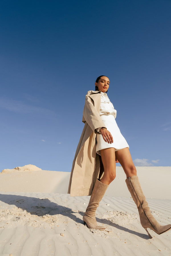 Stephan Bottes En Suédine à Talons Khaki