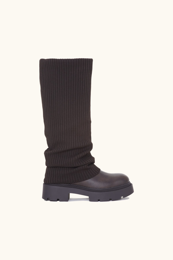 stephan Bottes guêtres en maille tricotée marron