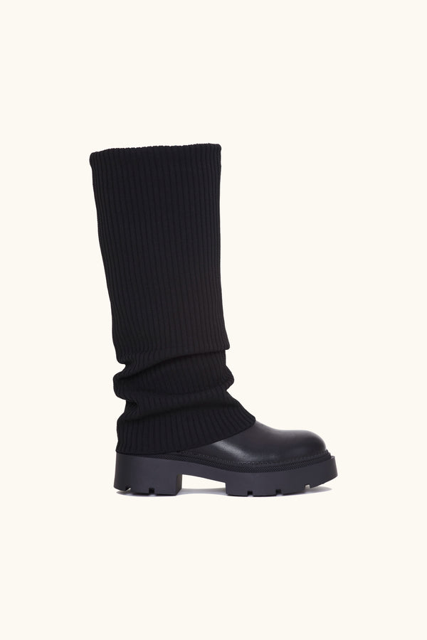 stephan Bottes guêtres en maille tricotée noires