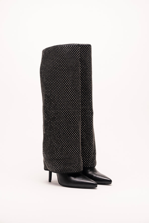 Stephan Bottes Hautes à Strass Noires