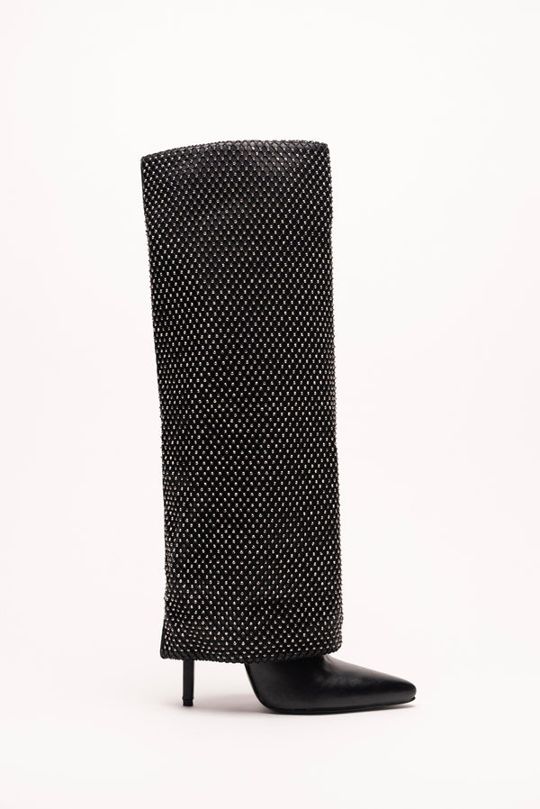 stephan Bottes hautes à strass noires