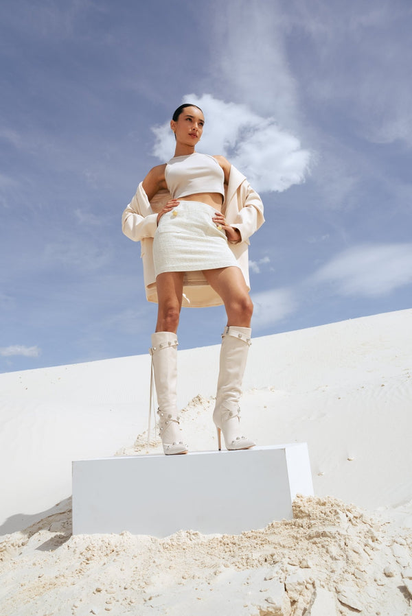 Stephan Bottes Ornées De Clous Beige