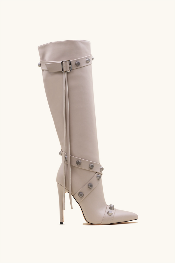 stephan Bottes ornées de clous beige