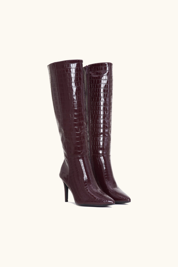 Stephan Bottes Vernies à Effet Croco Bordeaux