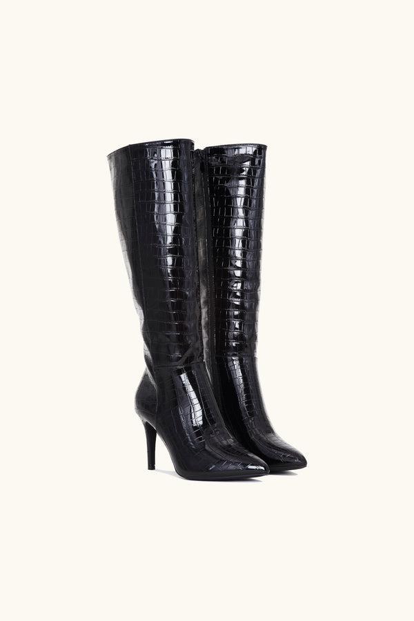 Stephan Bottes Vernies à Effet Croco Noires