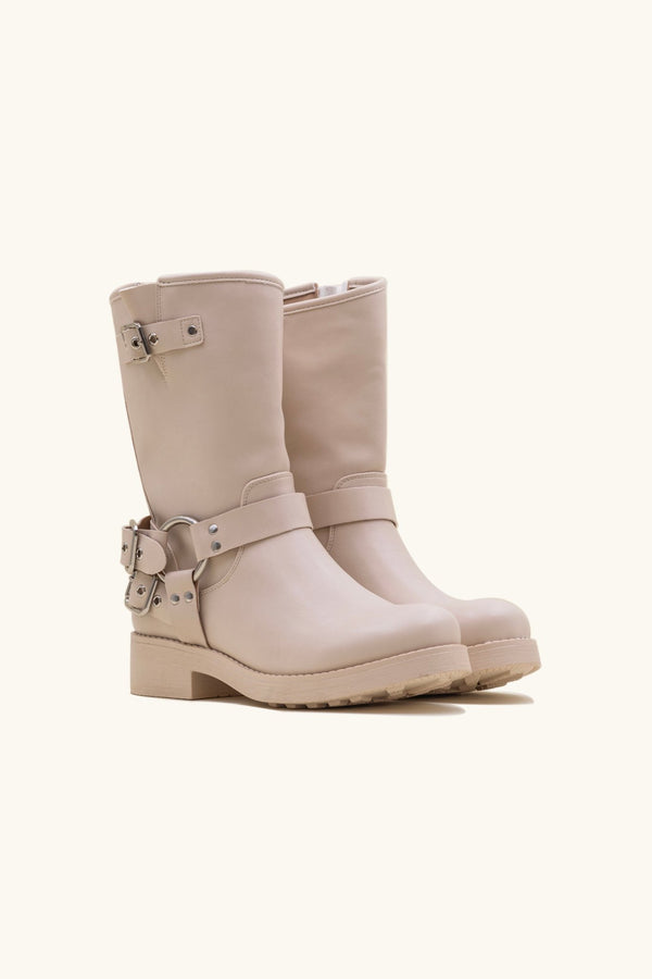 Stephan Bottines Bikers à Sangles Beige