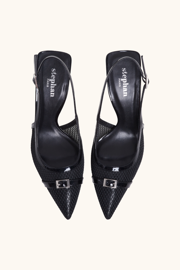 Stephan Escarpins Slingback à Résille Noires