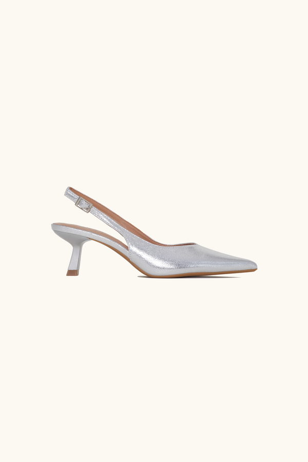 stephan Escarpins slingback métallisés argent