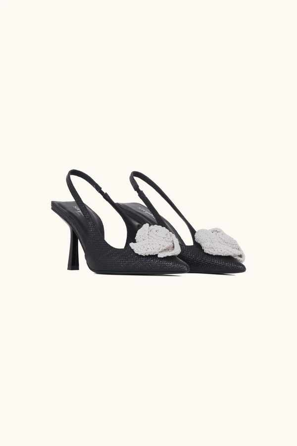 Stephan Escarpins Slingback Raphia Noires
