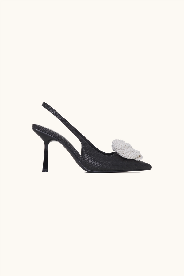 stephan Escarpins slingback raphia noires