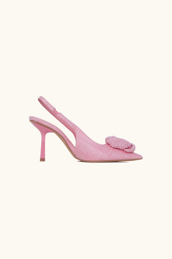stephan Escarpins slingback raphia rose