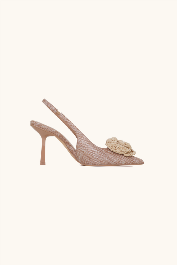stephan Escarpins slingback raphia taupe