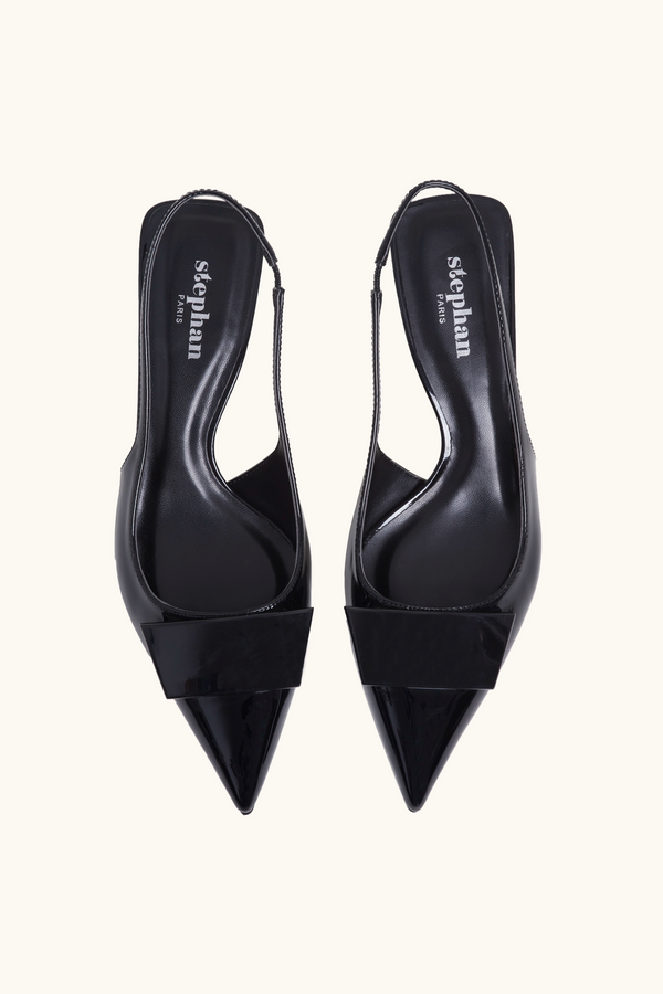 Stephan Escarpins Slingback Vernis Noires