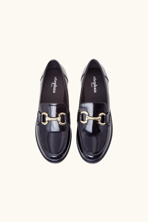 Stephan Mocassins Noirs à Boucles Dorées