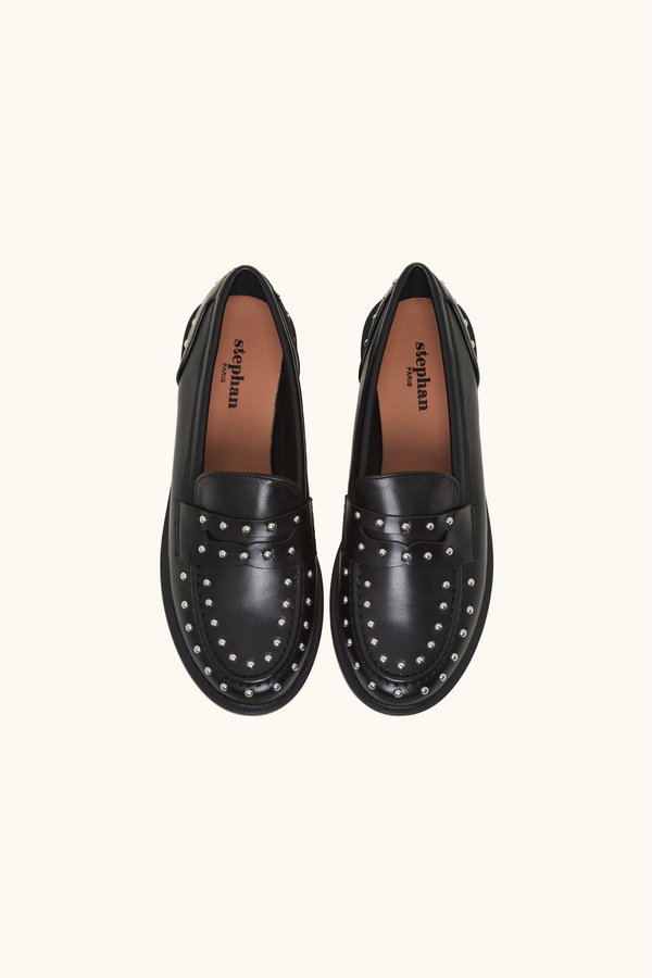Stephan Mocassins Noirs à Clous