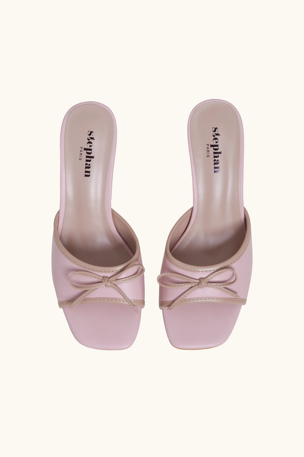 Stephan Mules Bicolore à Détail Nœud Rose