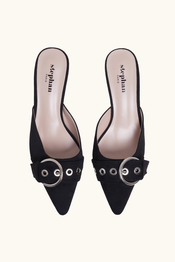 Stephan Mules Bouts Pointus à Détail Boucle Noir