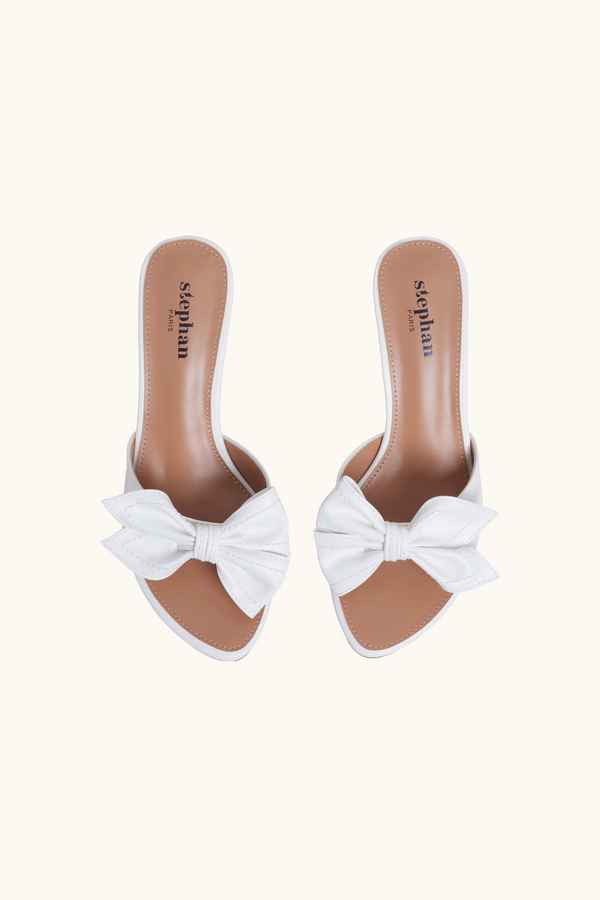 Stephan Mules Ouverte Avec Nœud Décoratif Blanc