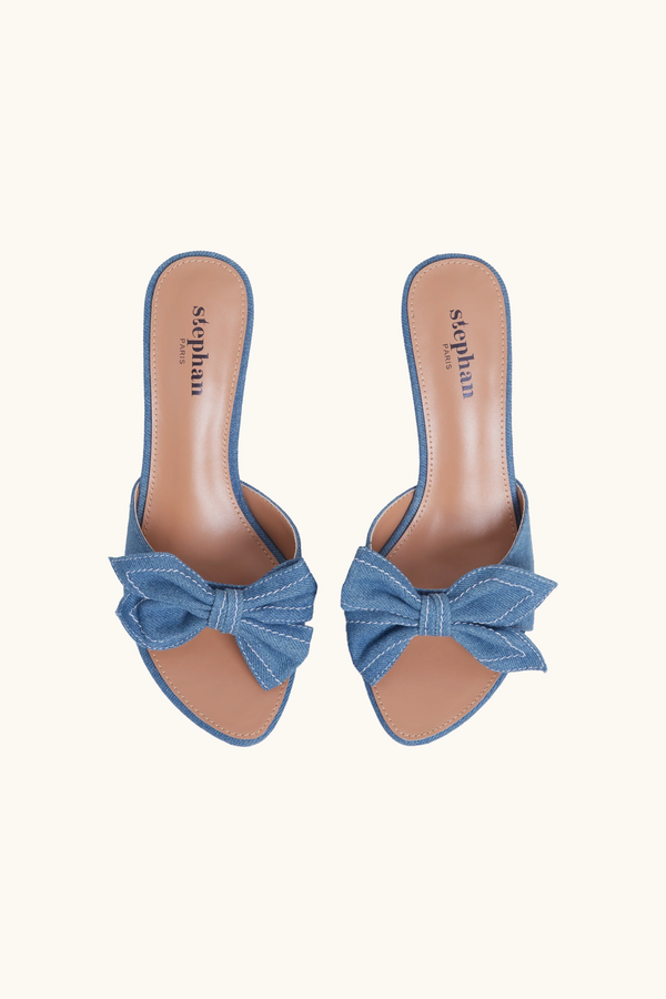 Stephan Mules Ouverte Avec Nœud Décoratif Jeans