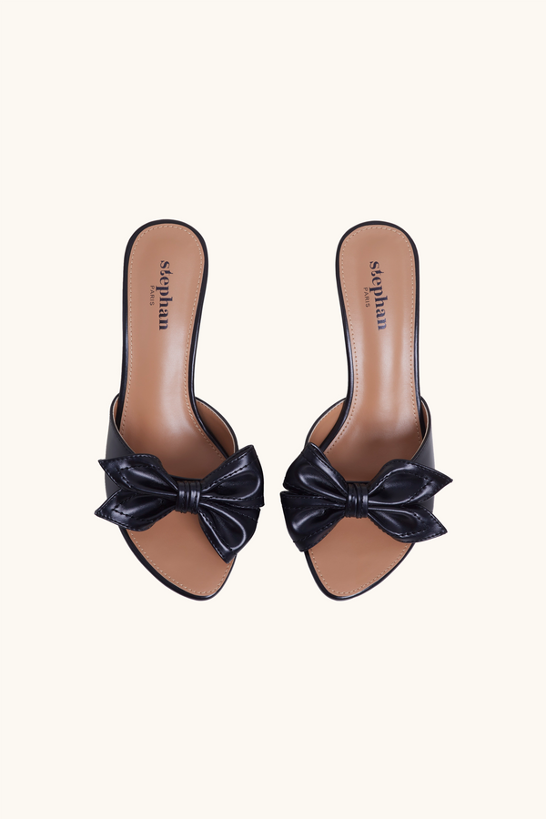 Stephan Mules Ouverte Avec Nœud Décoratif Noir