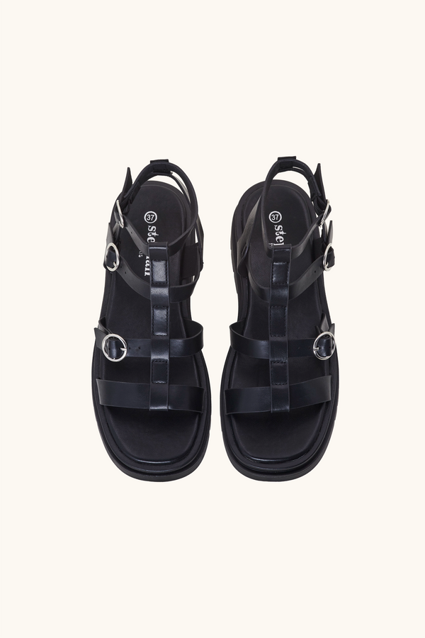 Stephan Sandales Gladiateur à Plateformes Noir