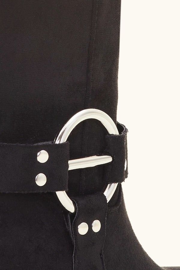 Stephan Santiags Hautes à Anneau Décoratif Noir