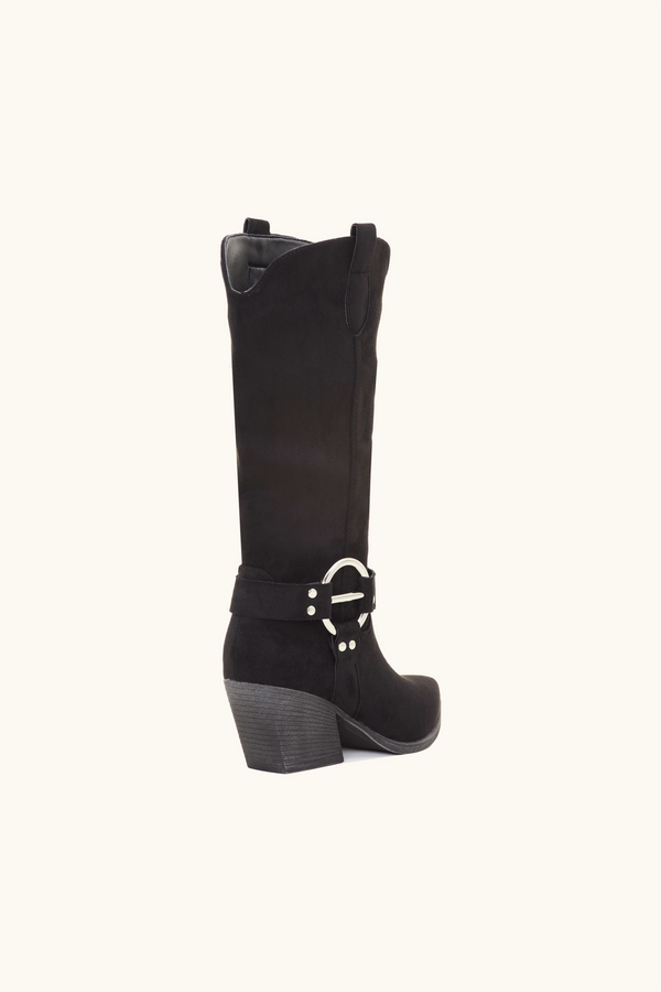 Stephan Santiags Hautes à Anneau Décoratif Noir