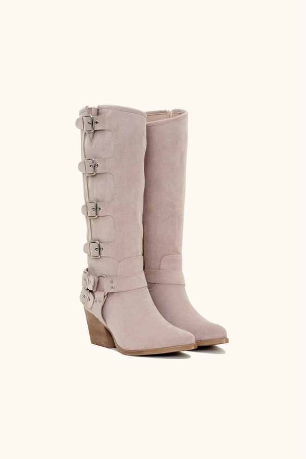 Stephan Santiags Hautes à Multiple Sangles Beige