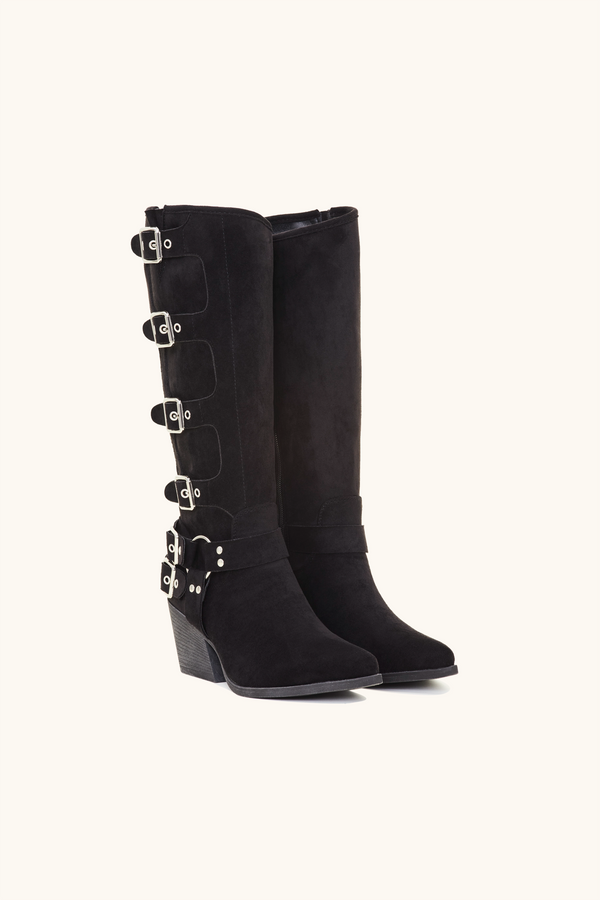 Stephan Santiags Hautes à Multiple Sangles Noir