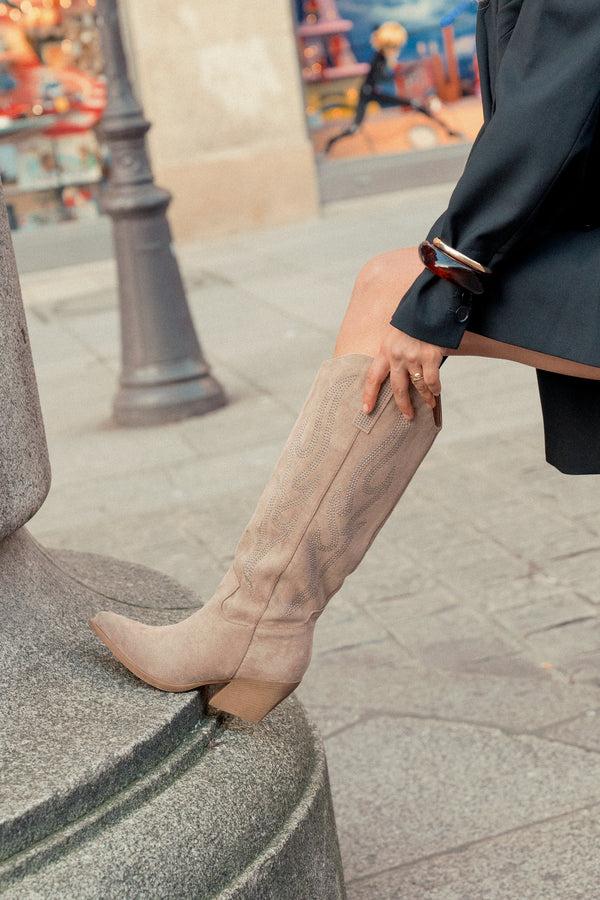 Stephan Santiags Suédine à Strass Khaki