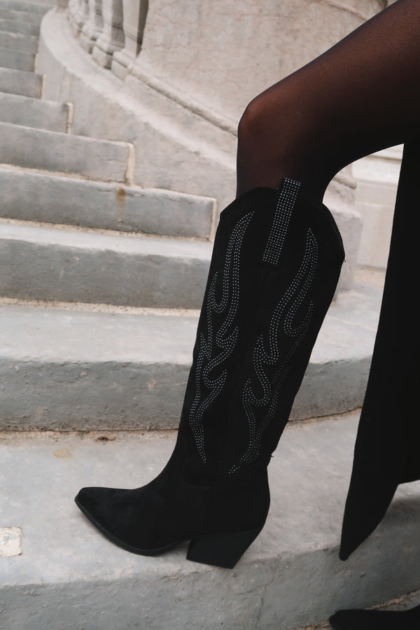 Stephan Santiags Suédine à Strass Noires