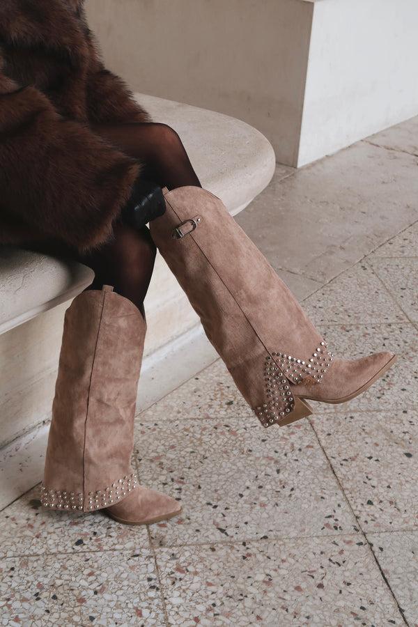 Stephan Santiags Western Cloutées Khaki