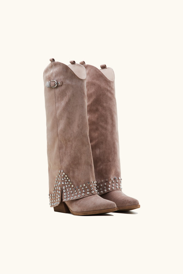 Stephan Santiags Western Cloutées Khaki