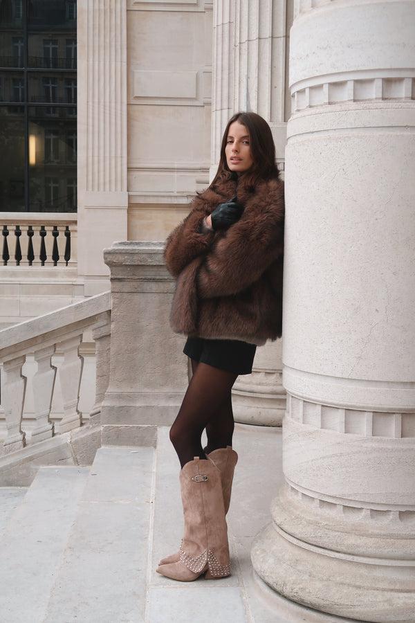 Stephan Santiags Western Cloutées Khaki