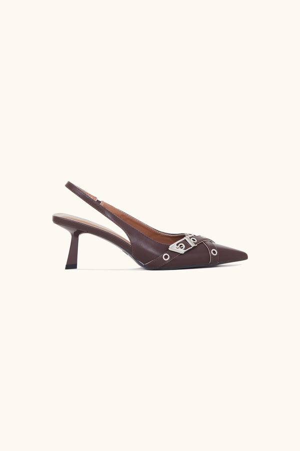 stephan Slingbacks marron à détails œillets