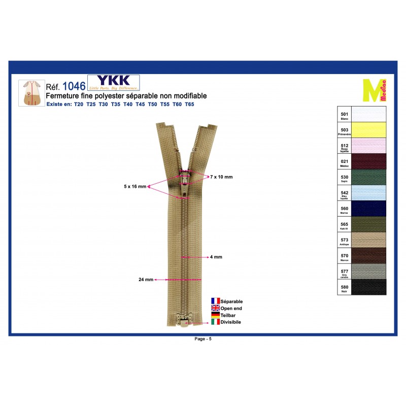 Stephanoise M1046 - FERMETURE CFO36 FINE SEPARABLE POLY