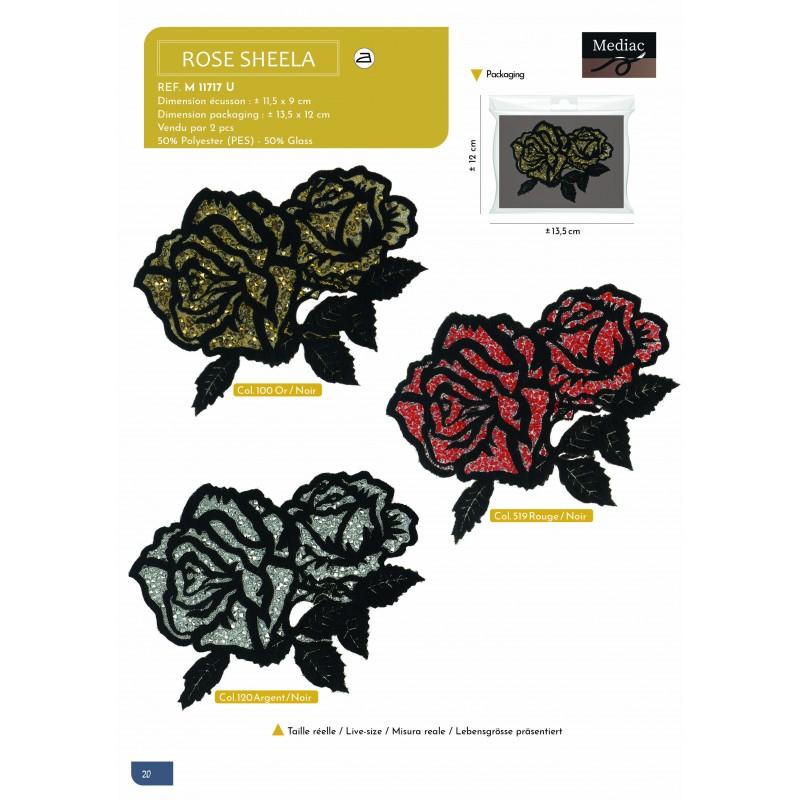 Stephanoise M11717 - XL ECUSSON ROSE PAILLETÉE 12X10CM