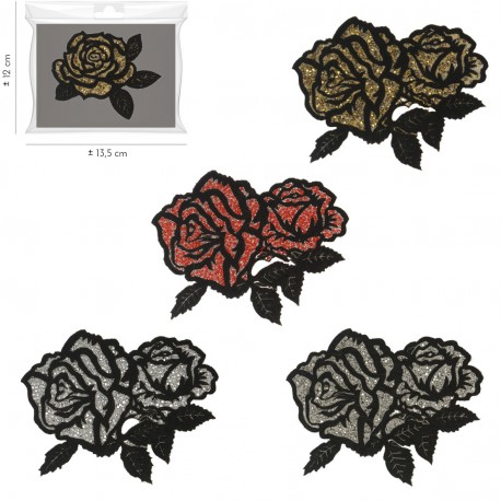 stephanoise M11717 - XL ECUSSON ROSE PAILLETÉE 12X10CM