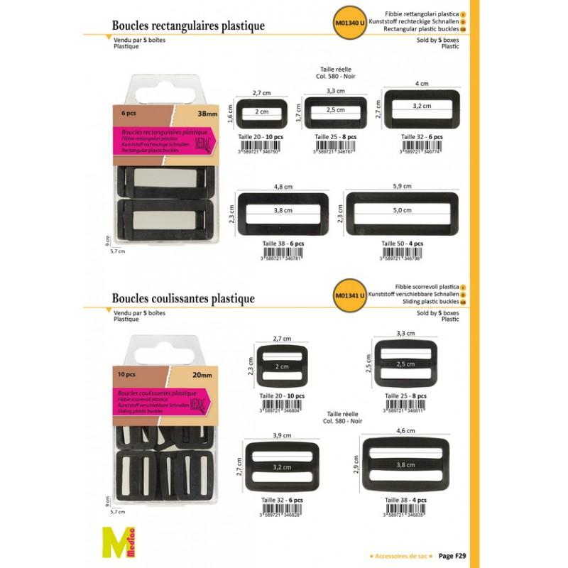 Stephanoise M1341 - BOUCLES COULISSANTES PLASTIQUE 50MM*2